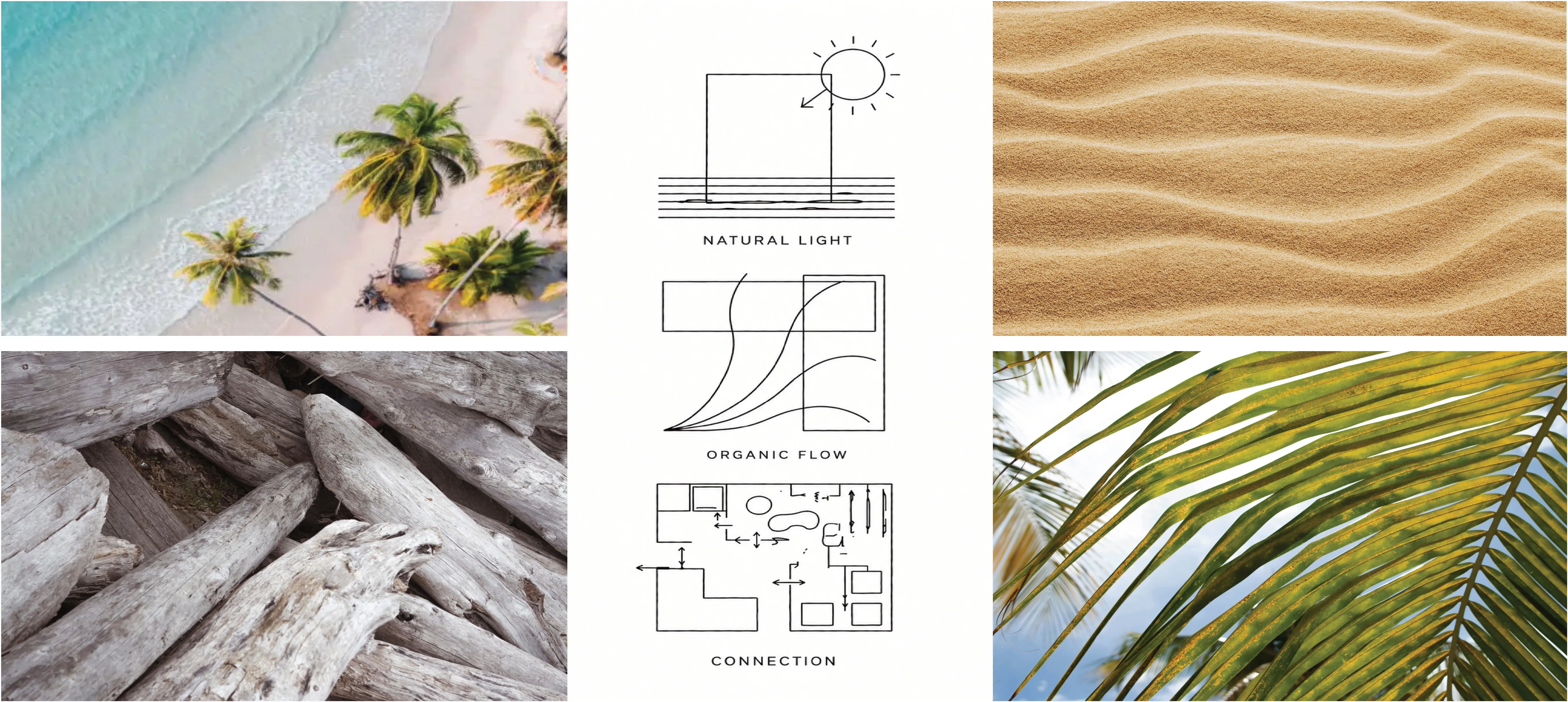 Inspiration board — coastal textures and guiding design principles